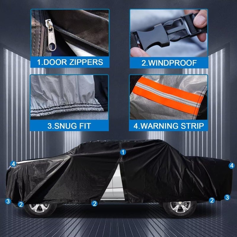 Cotryvox Ford F250 Truck Cover Custom Fit 2001-2026 Crew Cab Short Bed(6.8') with Door Zipper, 10 Layers Outdoor Heavy Pickup Truck Cover Waterproof All Weather, Wind Dust Sun Protector. - Image 3